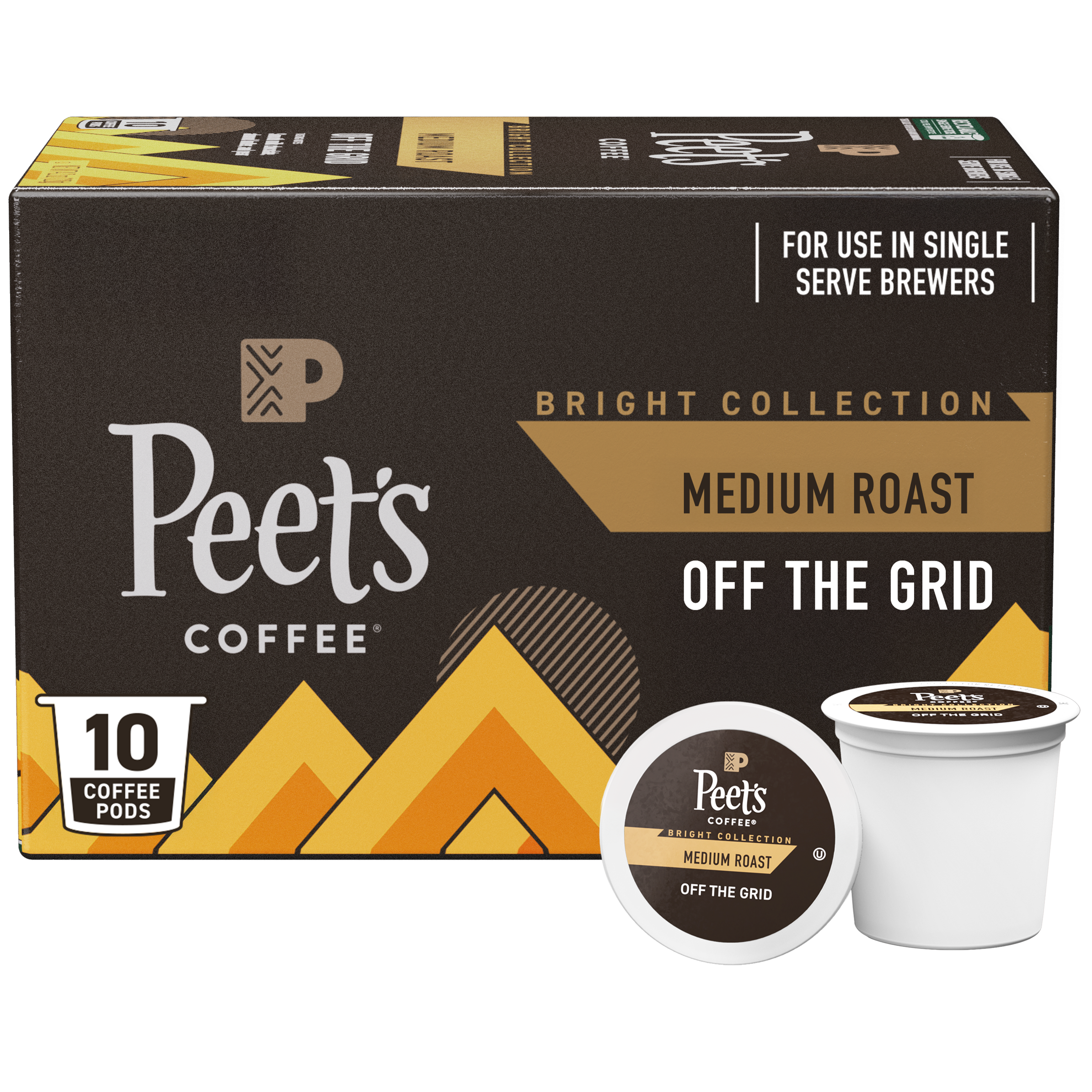 Peet's Coffee Off the Grid Medium Roast Coffee Pods in a 10 count box